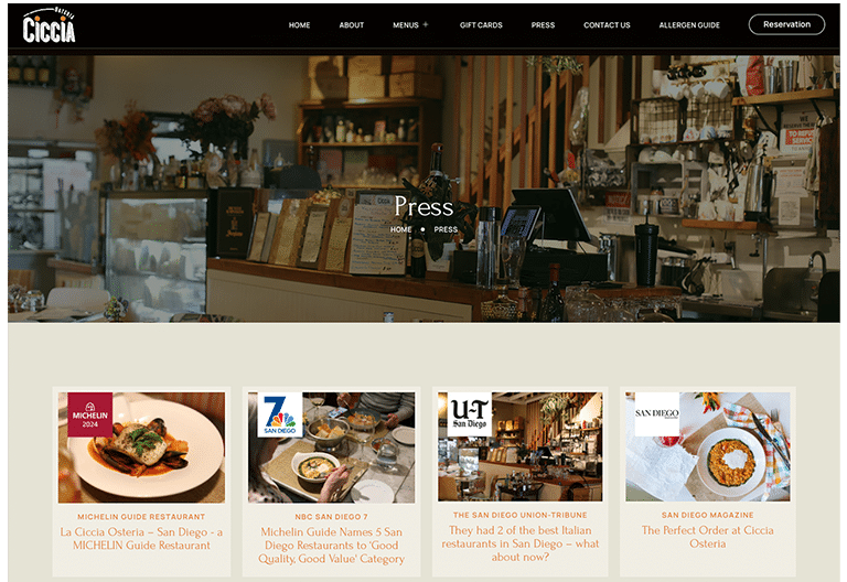 ciccia website idea 1