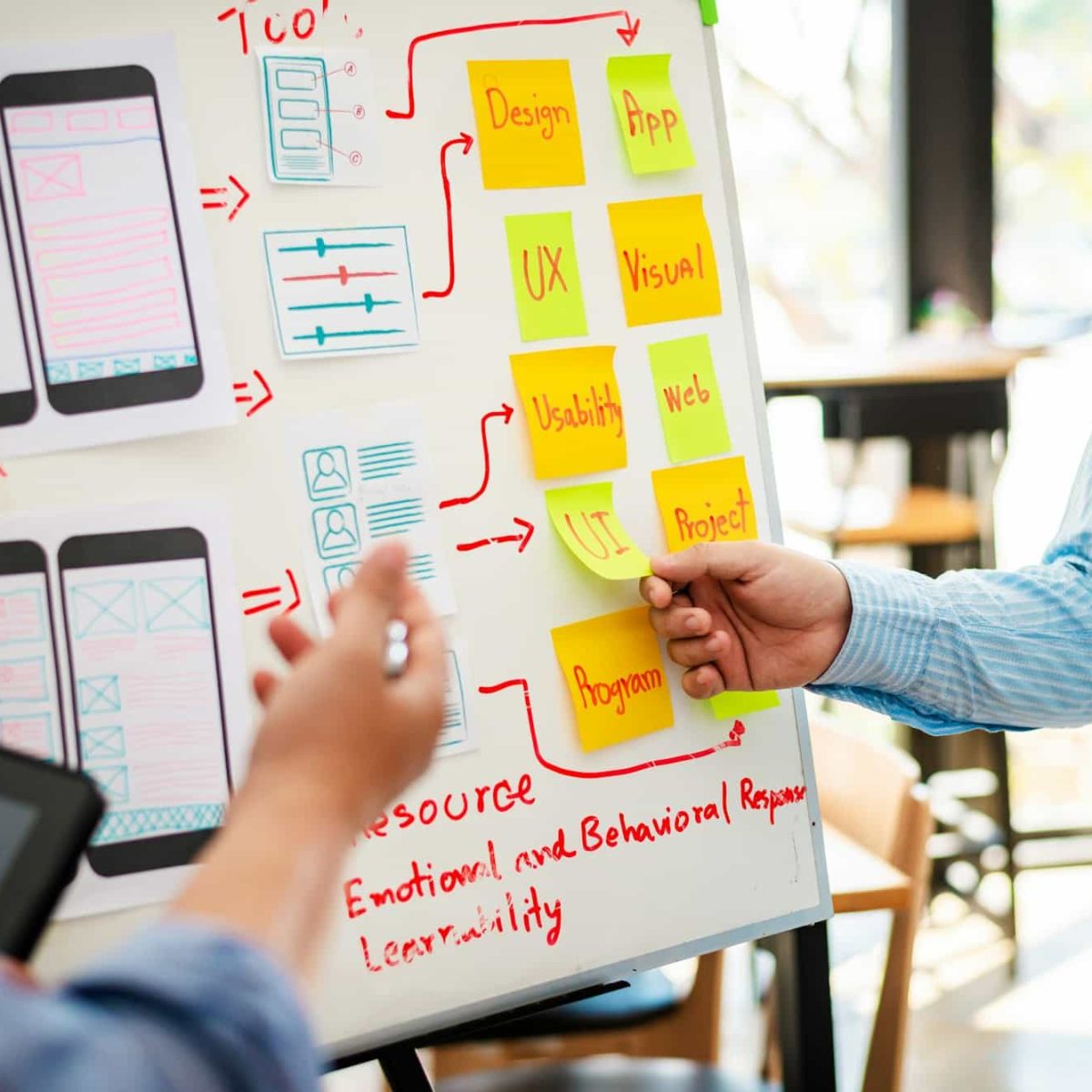 Team of ux ui designer mobile development experience app.